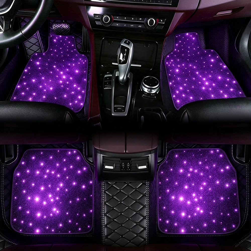 Starlight LED Universal car Floor mat, APP/Remote Control RGB Lighting kit, Waterproof and Washable, a Romantic Atmosphere