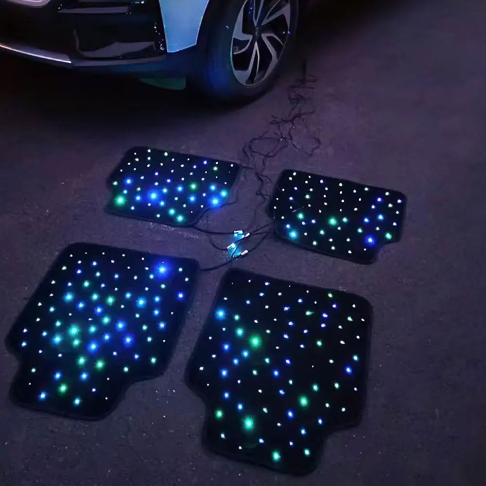Starlight LED Universal car Floor mat, APP/Remote Control RGB Lighting kit, Waterproof and Washable, a Romantic Atmosphere