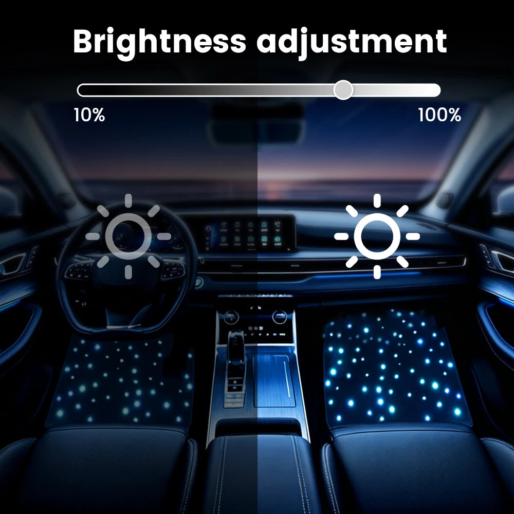 Starlight LED Universal car Floor mat, APP/Remote Control RGB Lighting kit, Waterproof and Washable, a Romantic Atmosphere